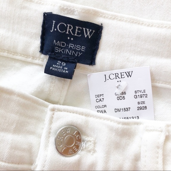 J. CREW Factory NWT 8” Mid Rise Skinny Denim Jeans Size 29 in White Denim - Picture 10 of 13
